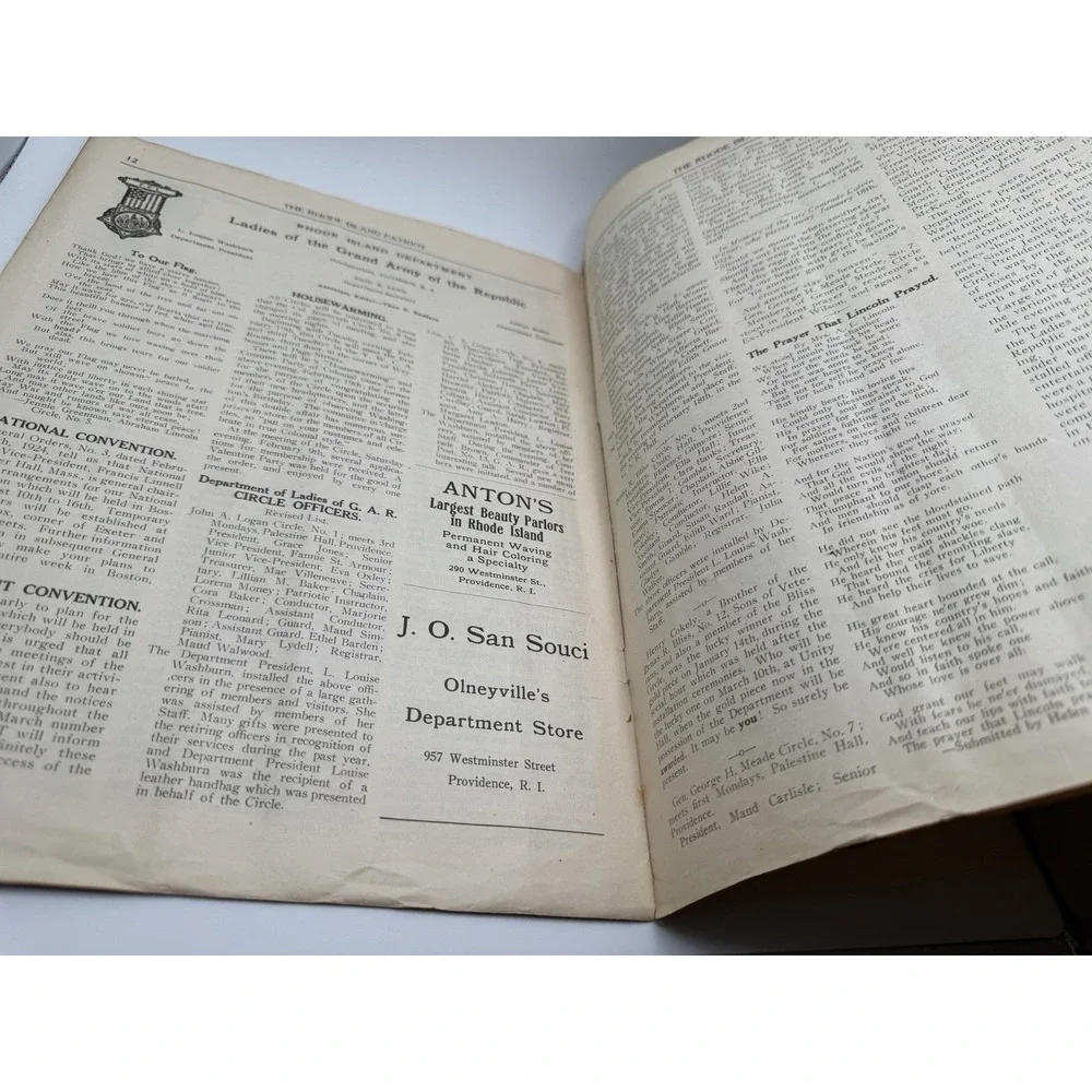 1924 The Rhode Island Patriot ~ Grand Army of the Republic Womens Relief Corps